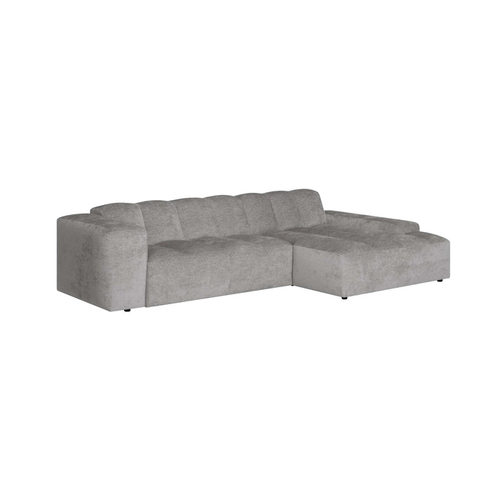 by fonQ Plume 3-zits Hoekbank met Chaise Longue Rechts - Chenille - Grijs