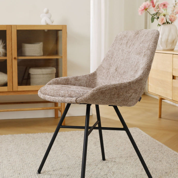 Nolon Noa-Isa Eetkamerstoel Bruin - Stof - Zwart Onderstel