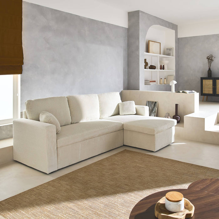 sweeek - 3-zits grote corduroy hoekbank