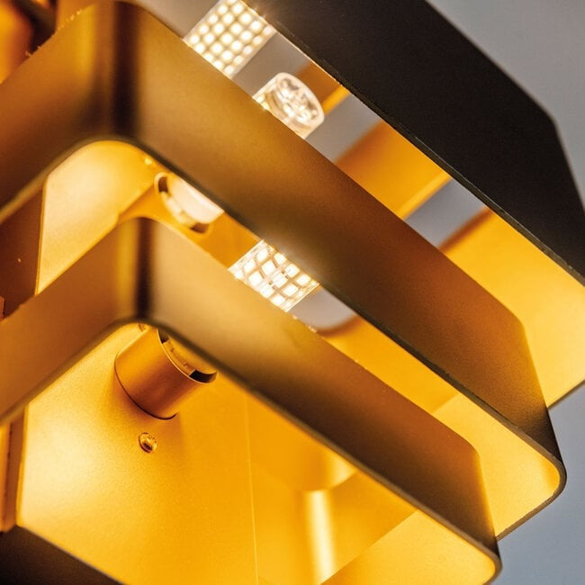 Artdelight Wandlamp Layers Zwart - Goud Up & Down 27.5x20cm excl. 3 x