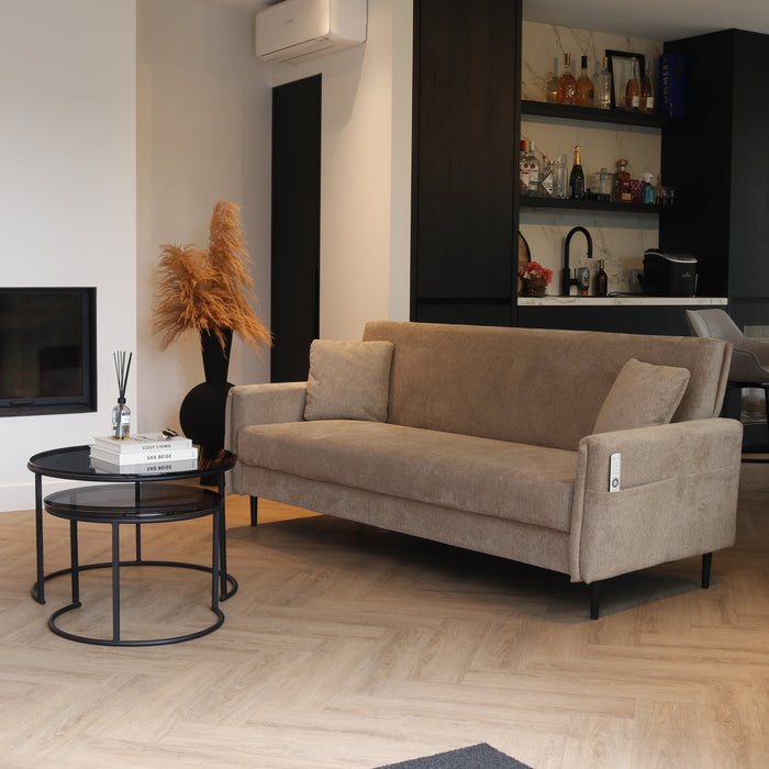 Giga Meubel - Slaapbank Taupe 200cm - Incl. Opbergruimte - Bank Torvi