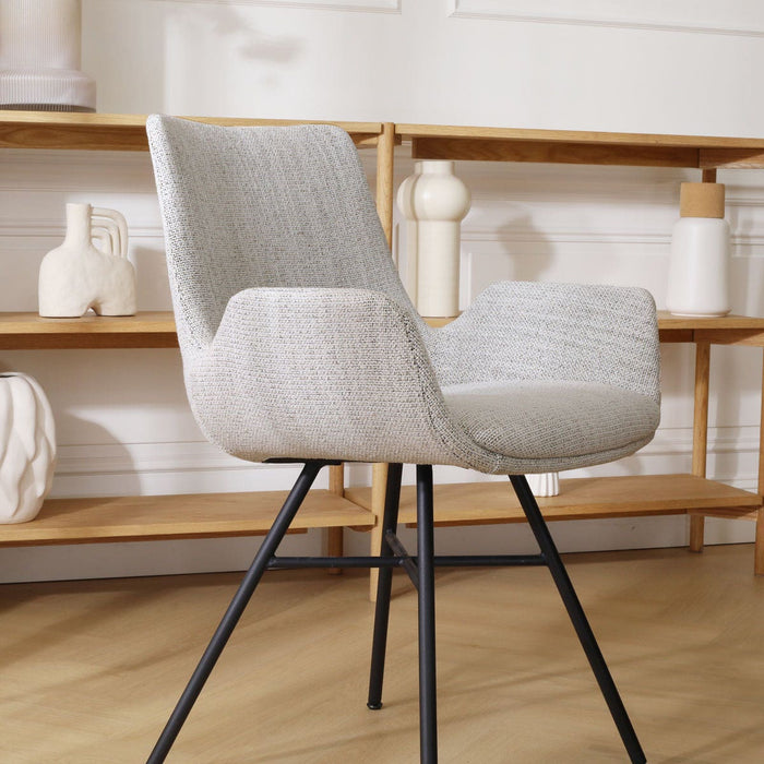 Nolon Noa-Eef Eetkamerstoel Beige Gemêleerd - met Armleuning - Zwart