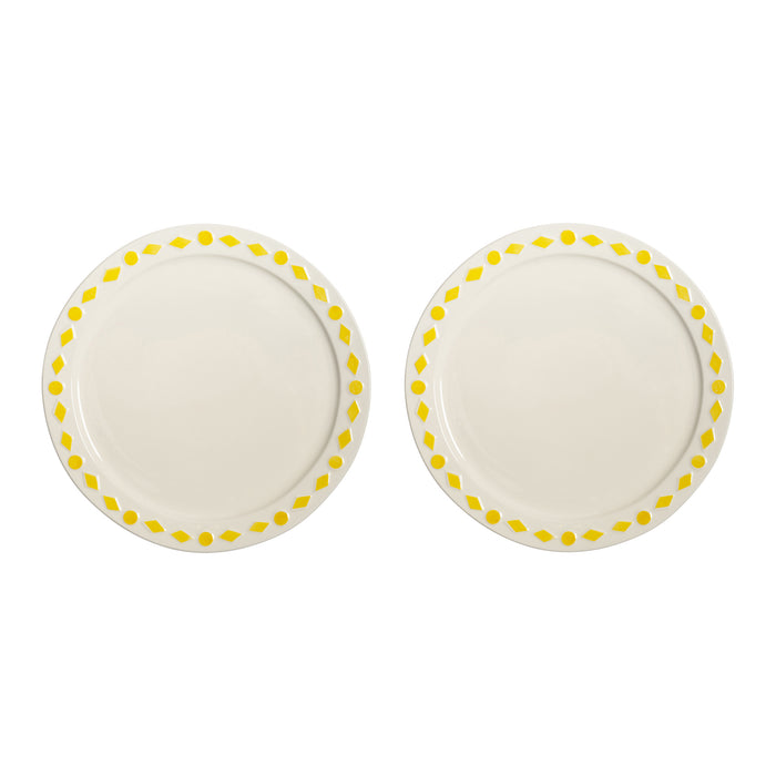 &k amsterdam Folk Bord Ø 27,5 cm - Geel - Set van 2