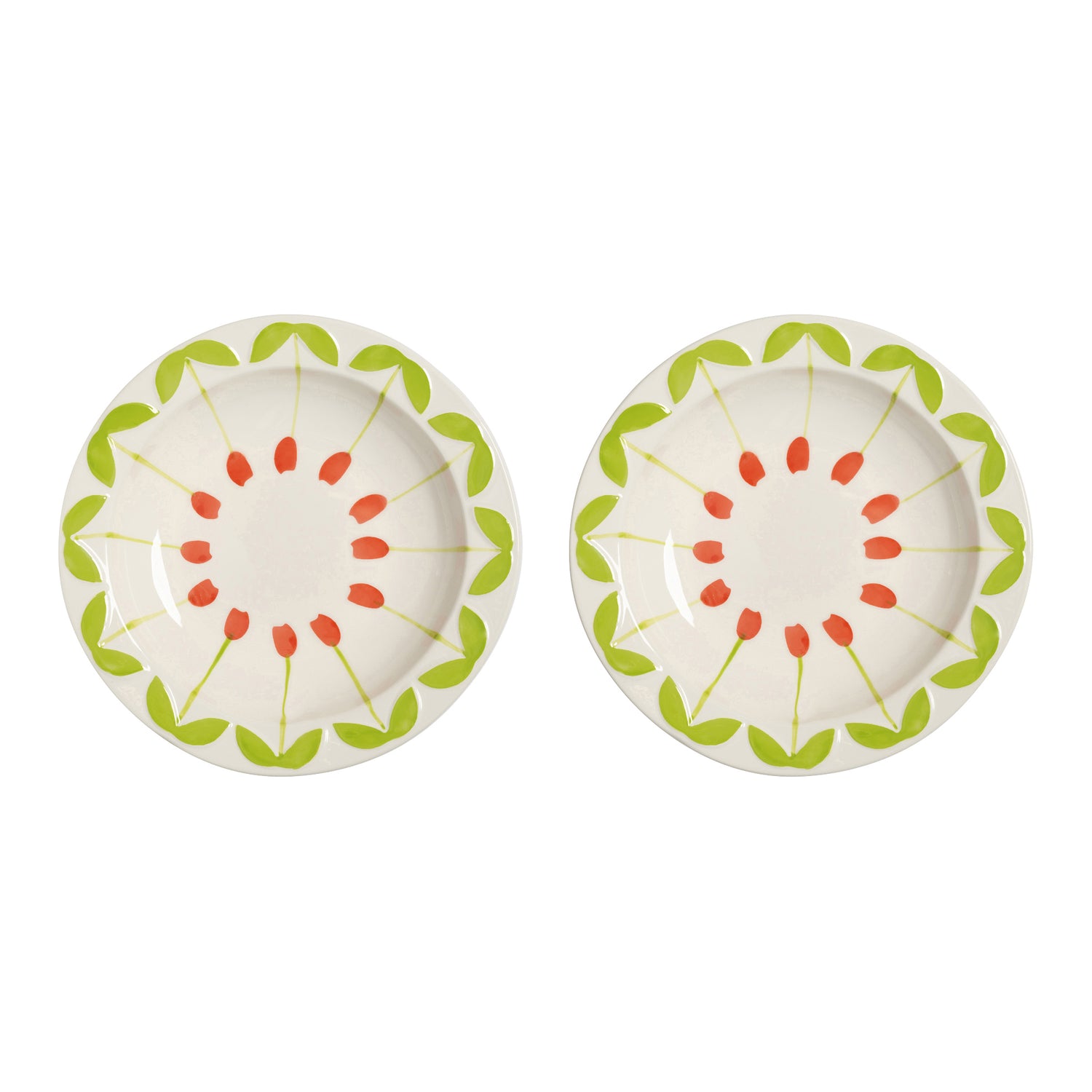 &k amsterdam Folk Kommen Ø 22,5 cm - Rood - Set van 2