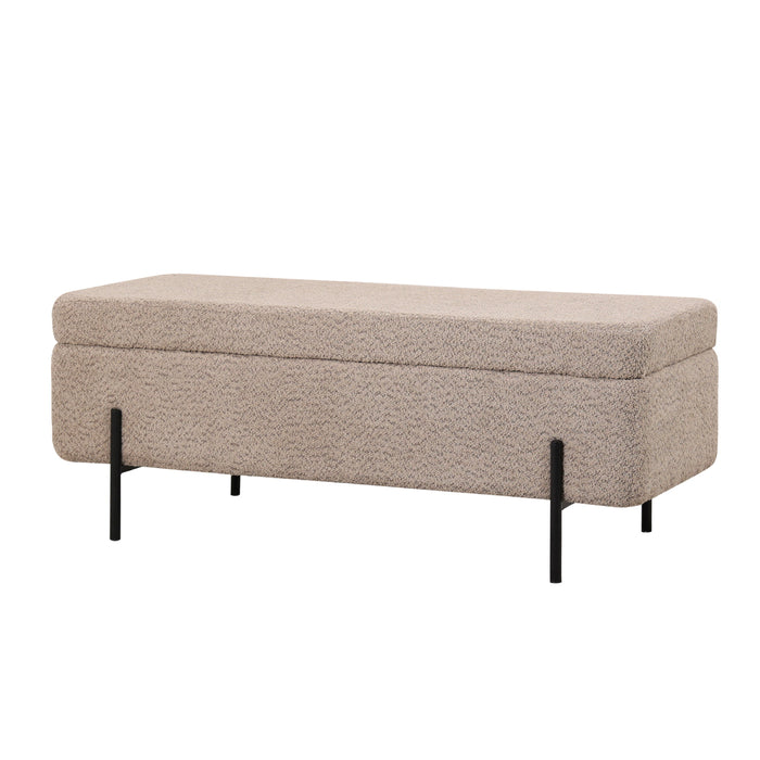 Giga Meubel - Opbergbank Bouclé Taupe 110cm - Japandi - Jari
