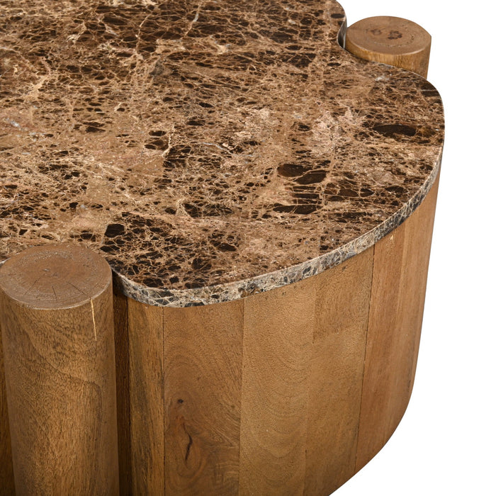 Giga Meubel - Salontafel Rond Marmer 75cm - Naturel Mangohout