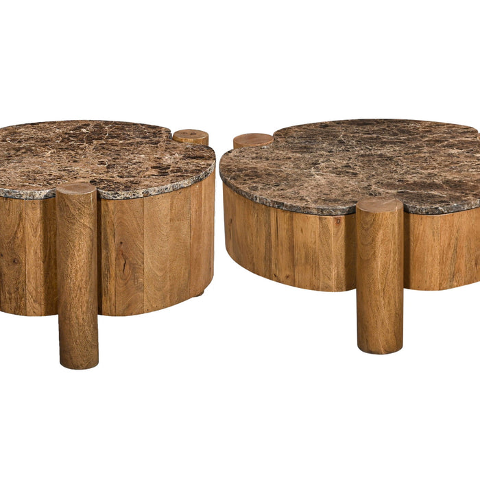 Giga Meubel - Salontafel Rond Marmer 75cm - Naturel Mangohout