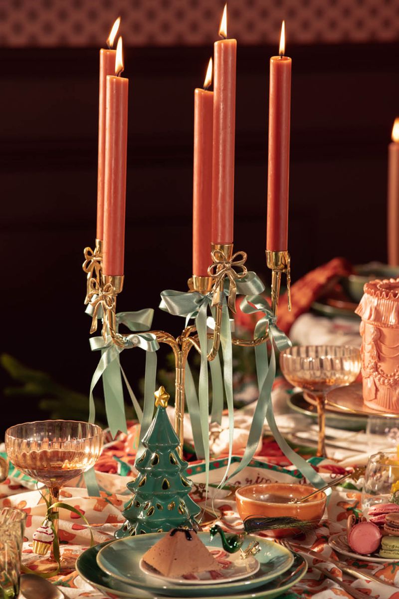 Sissy-Boy Goudkleurige kandelaar met strikjes