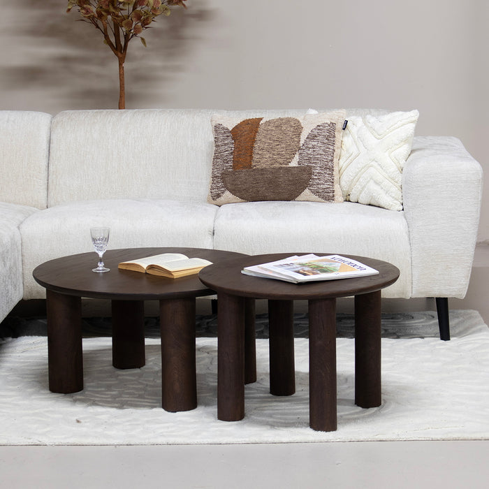 Giga Meubel - Salontafel Rond Donkerbruin 60cm - Mangohout - Misao