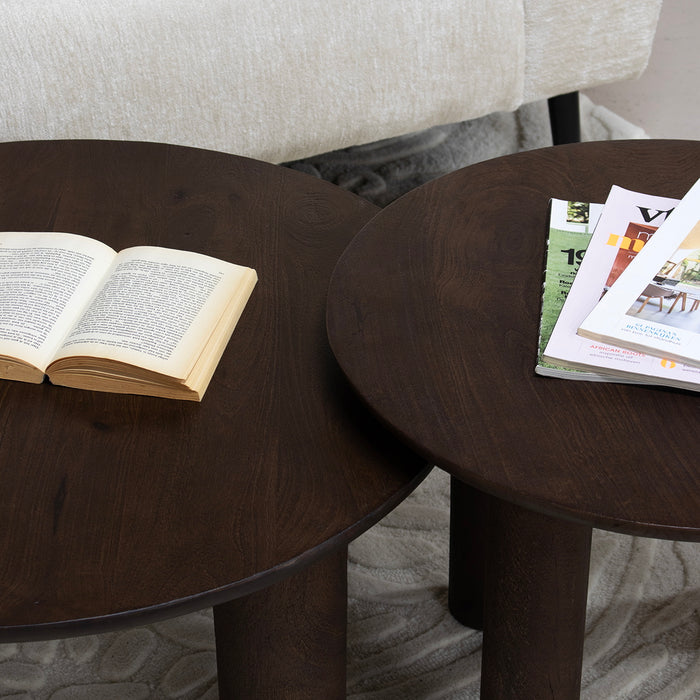 Giga Meubel - Salontafel Rond Donkerbruin 60cm - Mangohout - Misao