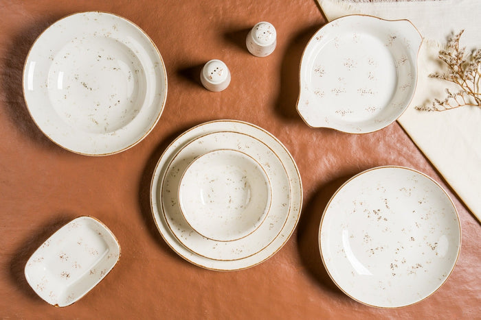 Bonna Gebaksbord - Grain - Porselein - 23 cm - set van 6