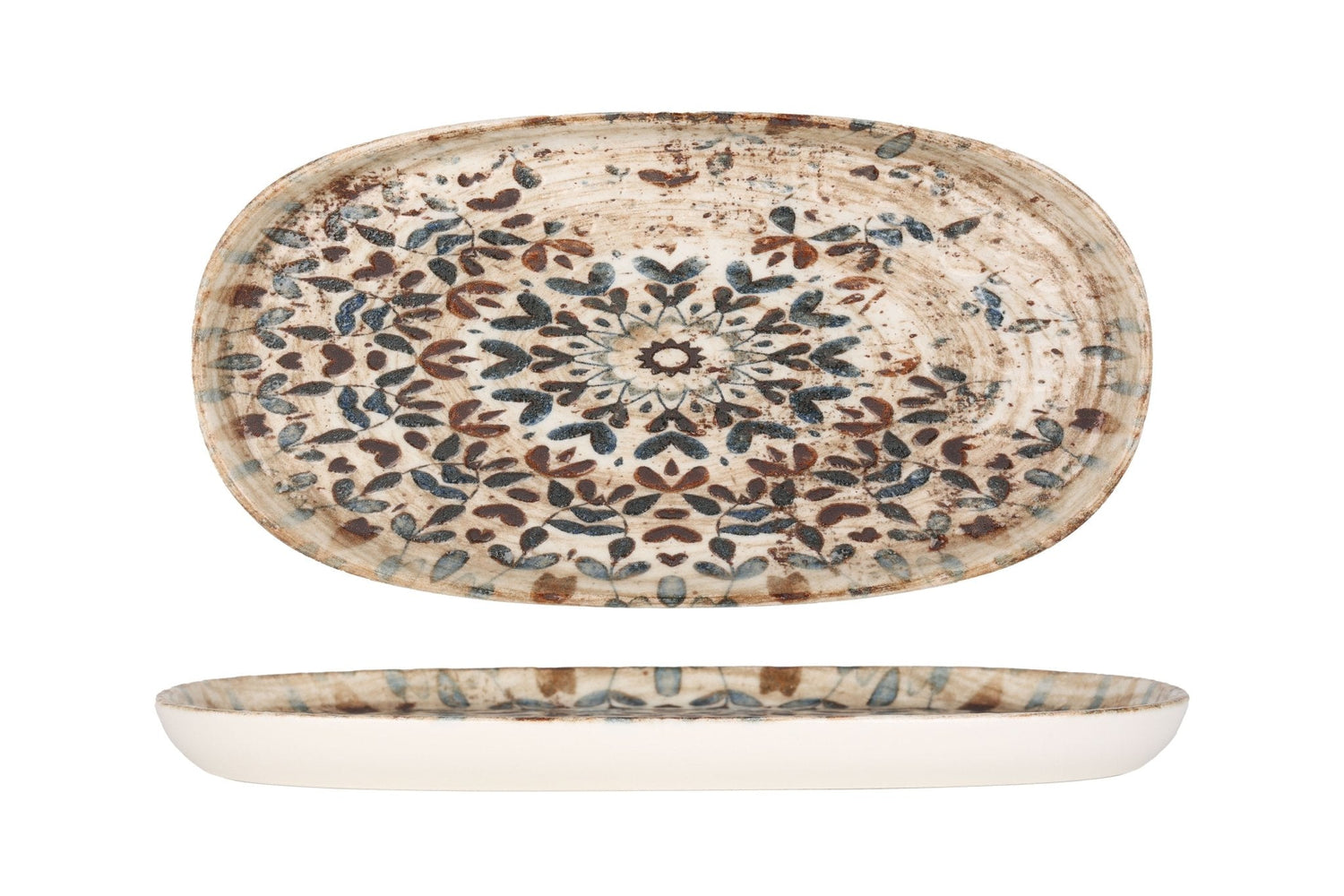 Rinart Serveerschaal - Aztec - Porselein - 25x13 cm - set van 2