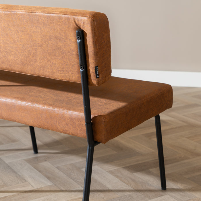 Bronx71 Industriële eetkamerbank Espen cognac eco-leer 190 cm