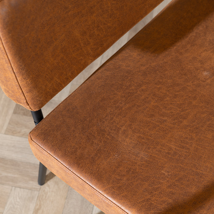 Bronx71 Industriële eetkamerbank Espen cognac eco-leer 190 cm