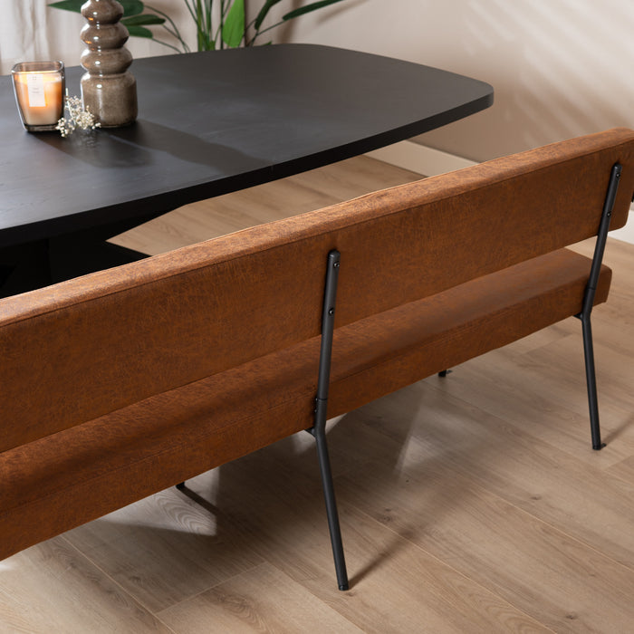 Bronx71 Industriële eetkamerbank Espen cognac eco-leer 190 cm