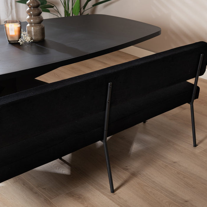 Bronx71 Velvet eetkamerbank Espen zwart 190 cm