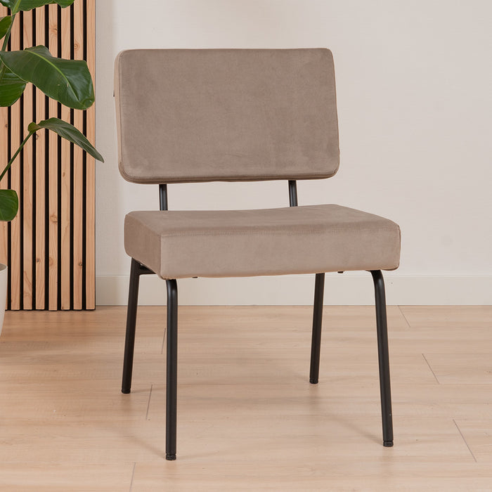 Bronx71 Velvet eetkamerstoel Espen taupe - Eetkamerstoelen set van 6
