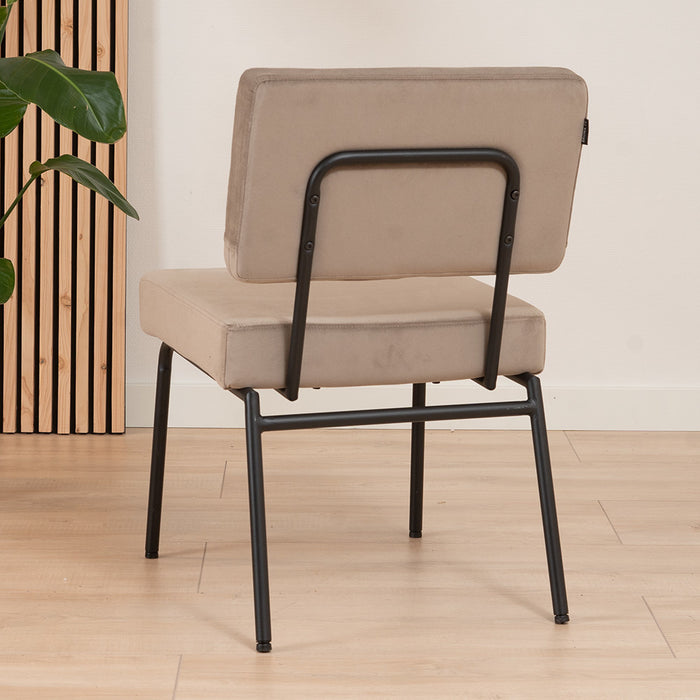 Bronx71 Velvet eetkamerstoel Espen taupe - Eetkamerstoelen set van 4
