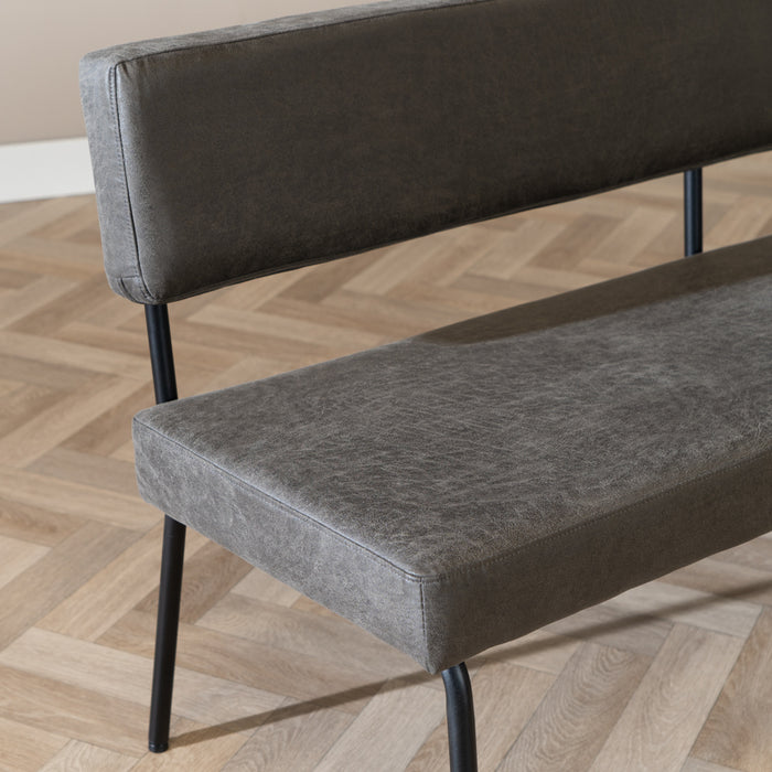 Bronx71 Industriële eetkamerbank Espen antraciet eco-leer 190 cm