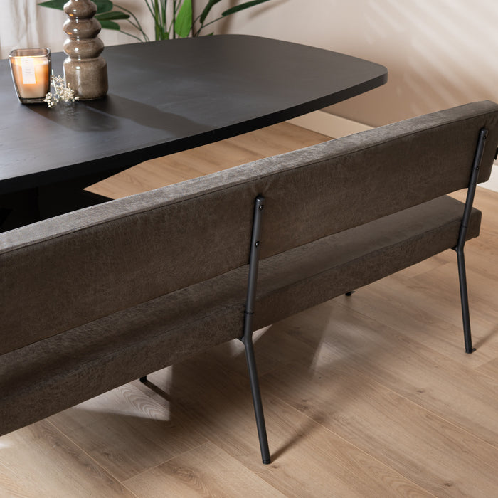 Bronx71 Industriële eetkamerbank Espen antraciet eco-leer 190 cm