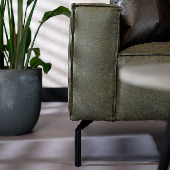 Bronx71 Industriële hoekbank Kansas eco-leer olijfgroen rechts