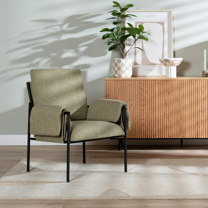 Bronx71 Fauteuil Urban linnen olijfgroen