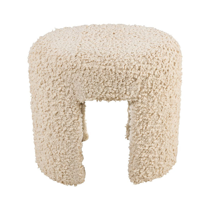 vtwonen Bouclé Halbankje - Kleine Design Bank - Wit Bankje - 50x35x45