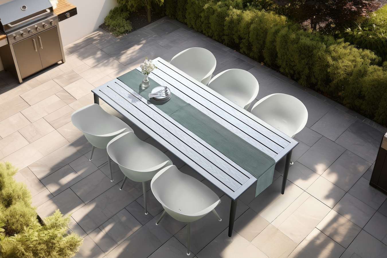 Feel Home - Luxe eettafel voor buiten - 200x90 cm - Met 6 kuipstoelen…
