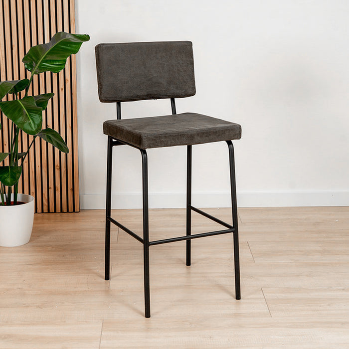 Bronx71 Industriële barkruk Espen antraciet eco-leer 64-77 cm -