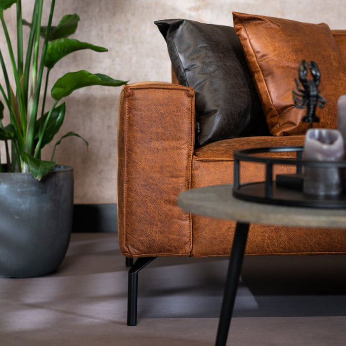 Bronx71 Industriële hoekbank Kansas eco-leer cognac links