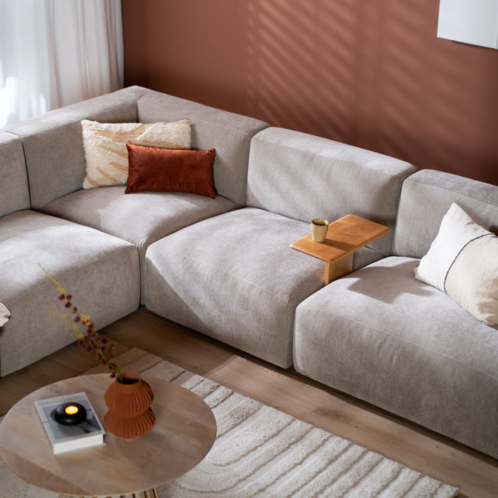 Bronx71 Scandinavische hoekbank Karla chenille taupe 6-zits
