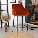 Bronx71 Velvet barkruk Nelly koper 78 cm - Barkrukken set van 4