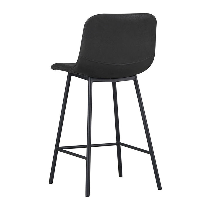 Bronx71 Industriële barkruk Mikky zwart leer 68 - 79 cm - Barkrukken