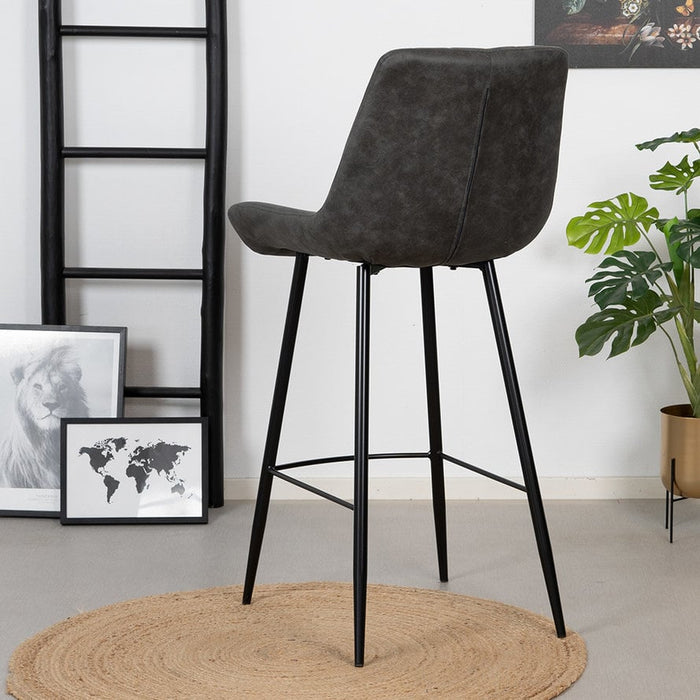 Bronx71 Industriële barkruk Brooke antraciet 74 cm  - Barkrukken set