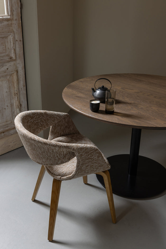 WOOOD Yossi Eetkamerstoelen Met Houten Naturel Poot - Zand - Set van 2