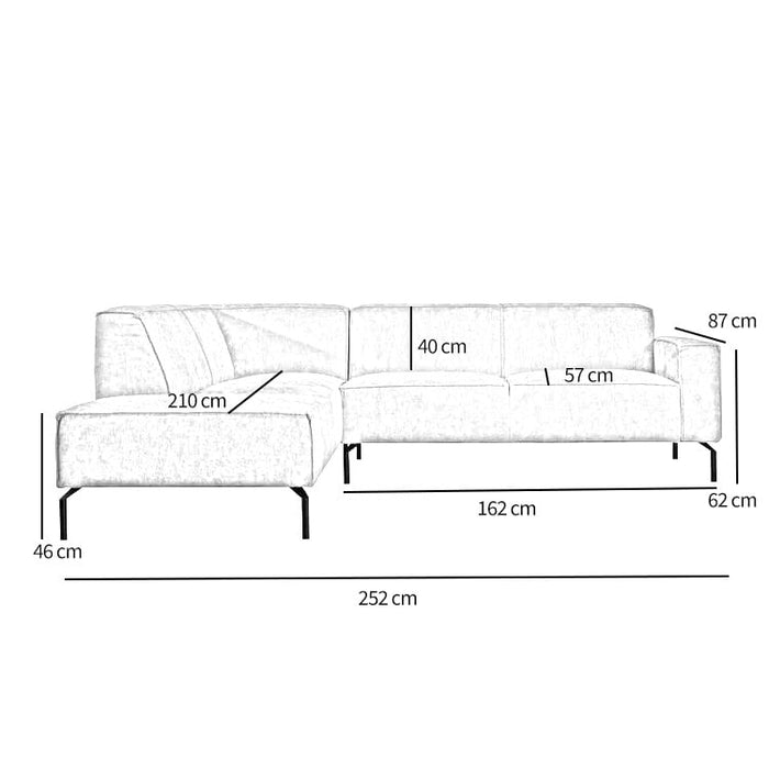 Bronx71 Industriële hoekbank Kansas eco-leer cognac links