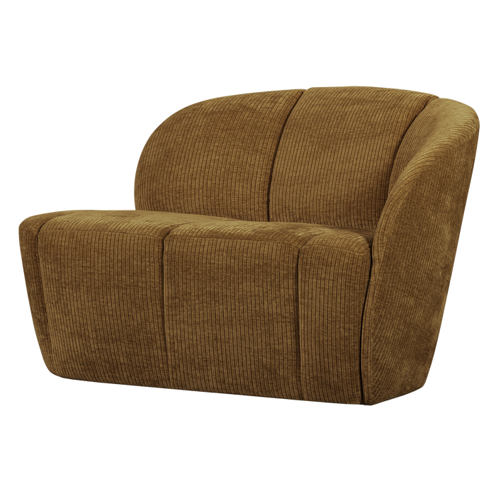 WOOOD Mojo 2-Zits Bankje Rechts - Geweven Ribstof - Honinggeel