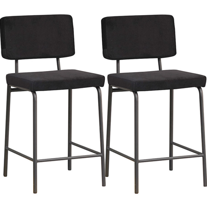 Bronx71 Velvet barkruk Espen zwart 64-77 cm - Barkrukken set van 2