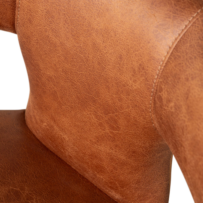 WOOOD Permit Eetkamerstoelen - Leerlook - Cognac - Set van 2