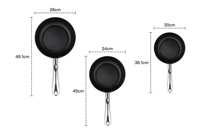 Buccan - Keramische Koekenpannenset - 20 - 24 en 28 cm