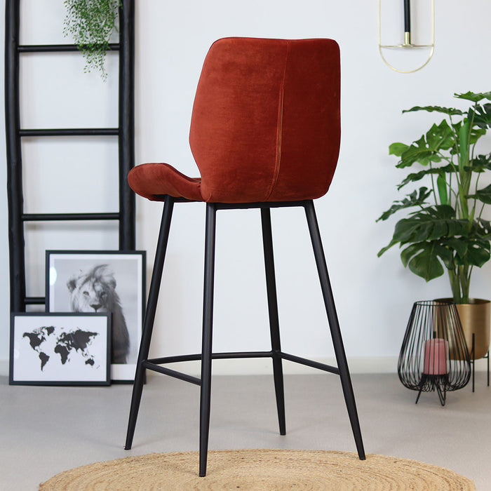 Bronx71 Velvet barkruk Toby koper 71 cm - Barkrukken set van 4