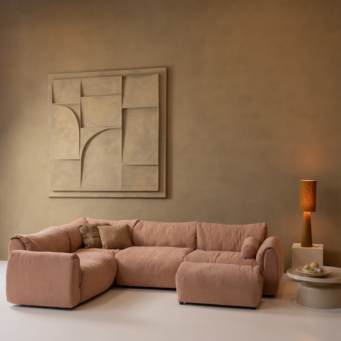 WOOOD Baggy Hoekelement - Geweven Chenille - Oudroze - 81x96x96