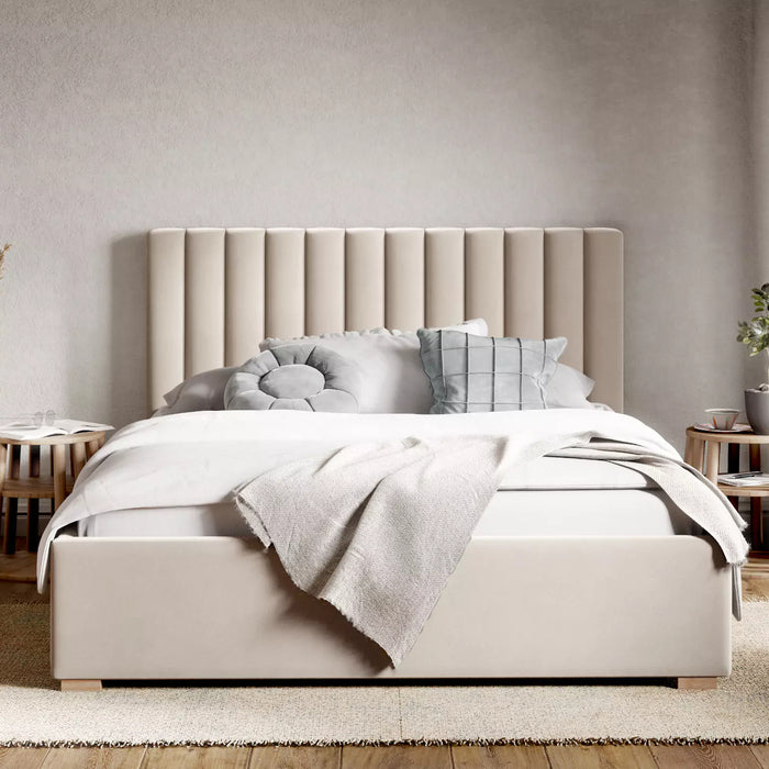 by fonQ Mara Tweepersoonsbed met Opbergruimte 180 x 200 cm - Fluweel - Crème