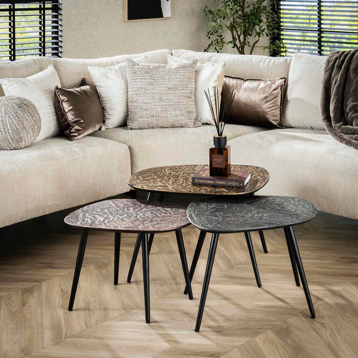 Giga Meubel - Salontafel Vierhoek - 62x51x42cm - Set Van 3 - Patina