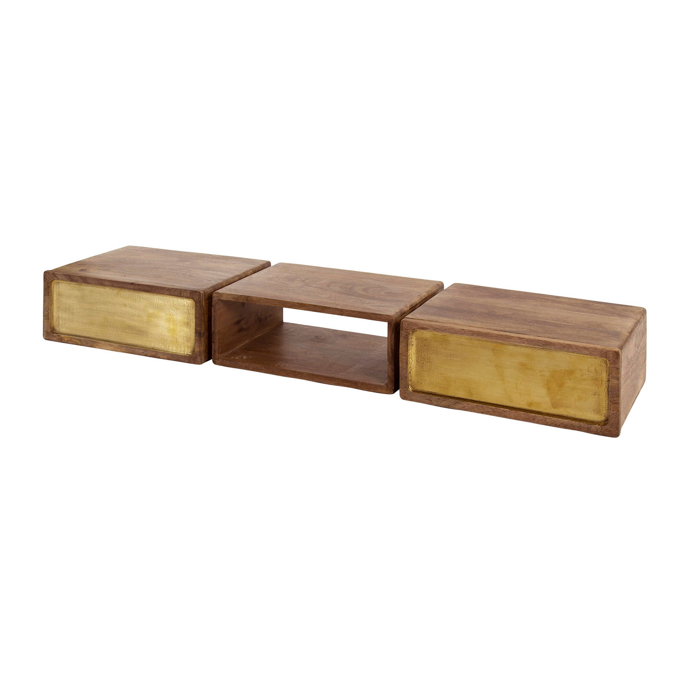 Giga Meubel - Sidetable Brass Hout - 123x30x15cm - Brass