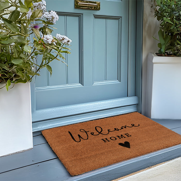 Clayre & Eef Deurmat 75x45 cm Bruin Kokosvezel PVC WELCOME HOME