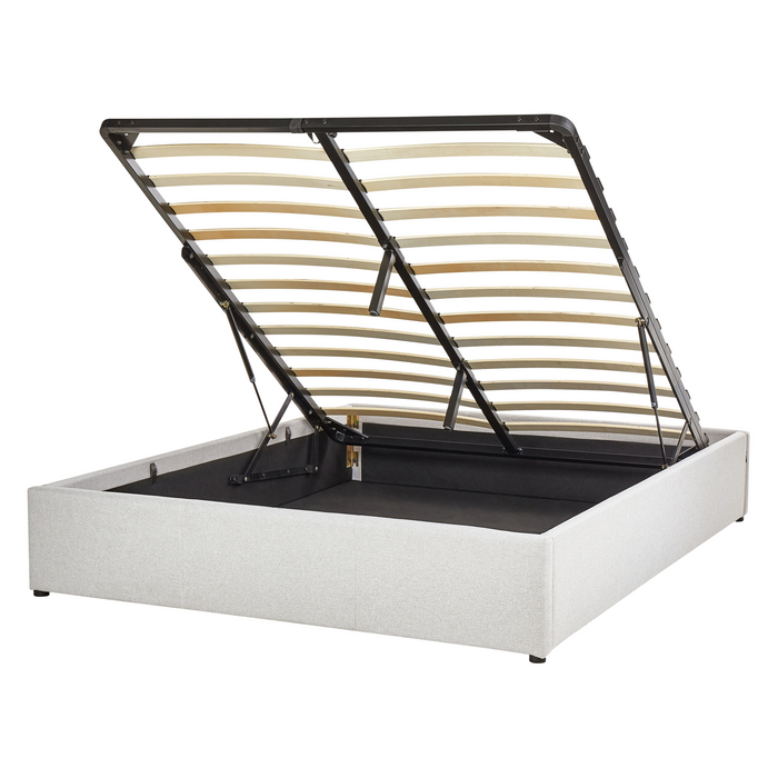 Beliani-DINAN-Tweepersoonsbed-Lichtgrijs-140 x 200 cm-Polyester