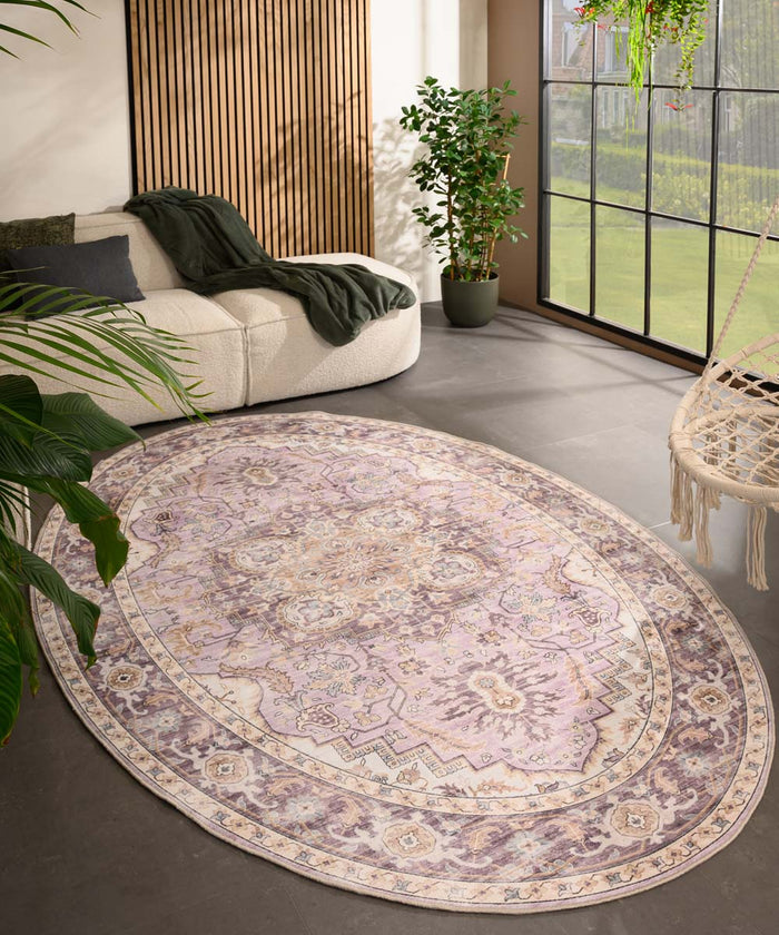Heritaged Buitenkleed ovaal Vintage - Valenca Fino paars|roze - 80x150
