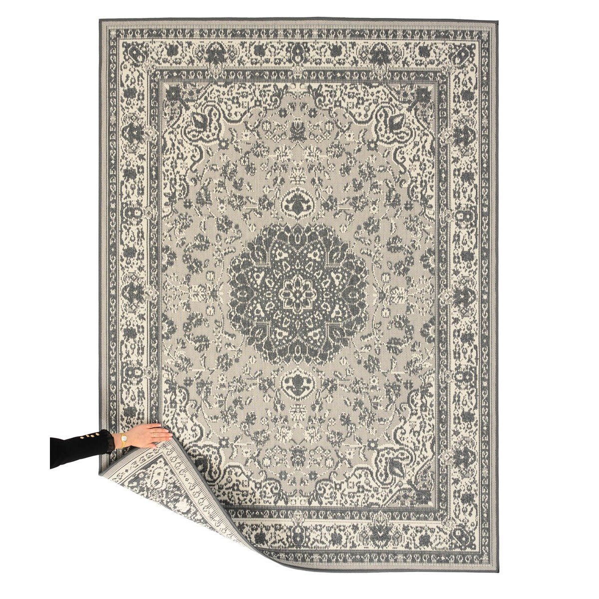 Tapeso Vintage buitenkleed - Flip Agnes grijs - 200x280 cm