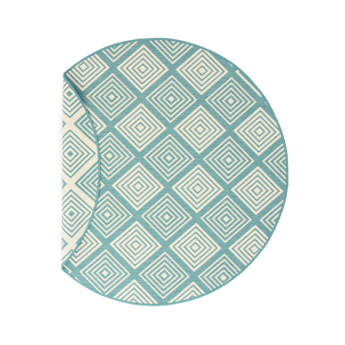 Tapeso Rond Buitenkleed ruit - Flip Gem turquoise - 200 cm